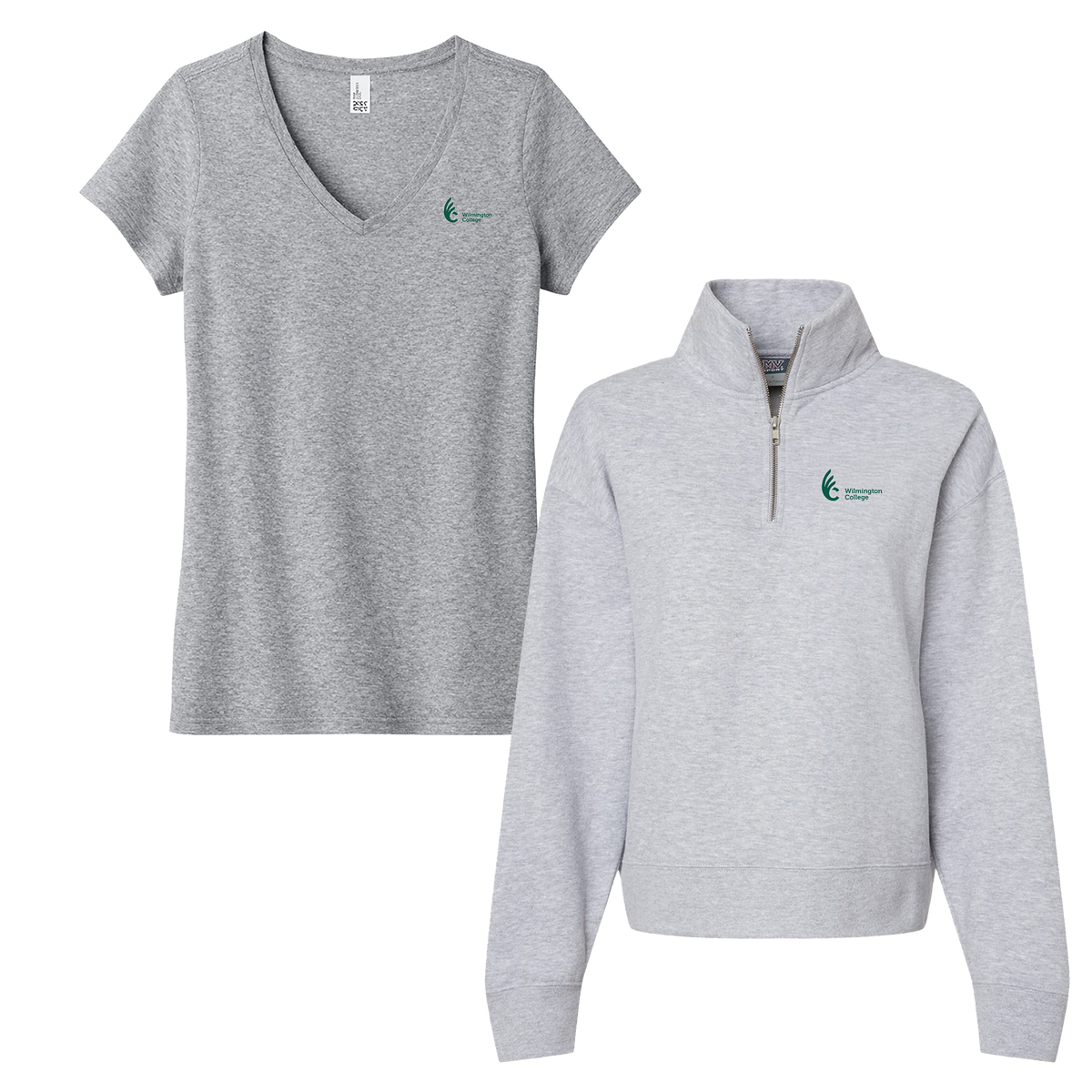 Wilmington College- Bundle Women's tee and Sueded Fleece Quarter-Zip Sweatshirt