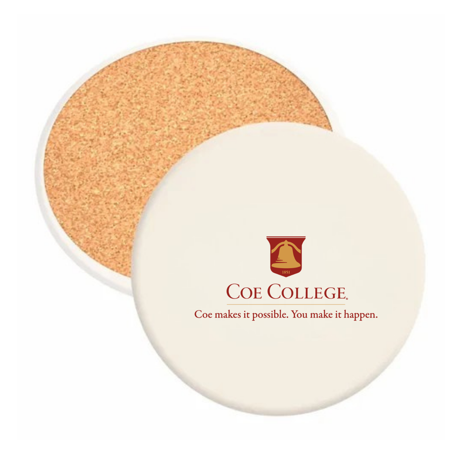 Coe College - Round Absorbent Stone Coaster