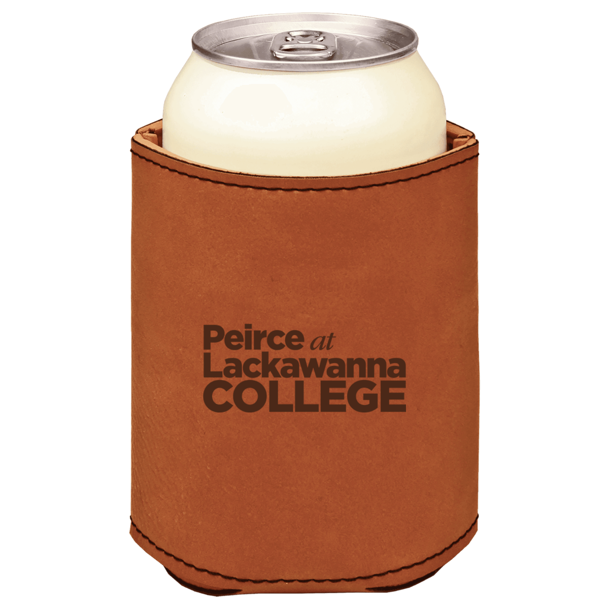 Peirce College - Leatherette Beverage Holder with brown logo