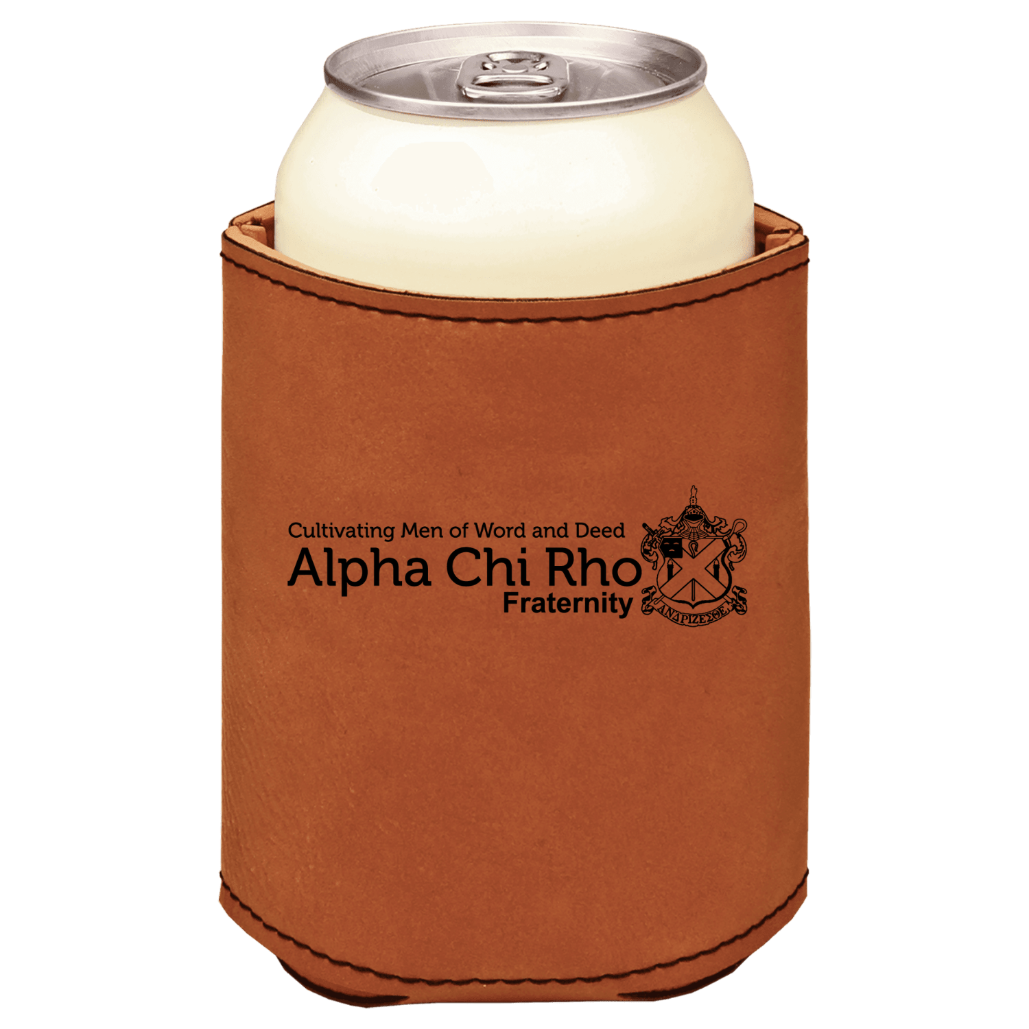 Alpha Chi Rho Fraternity, Inc. brown leatherette beverage holder