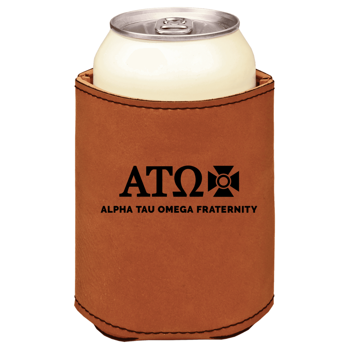 Alpha Tau Omega brown leatherette beverage holder