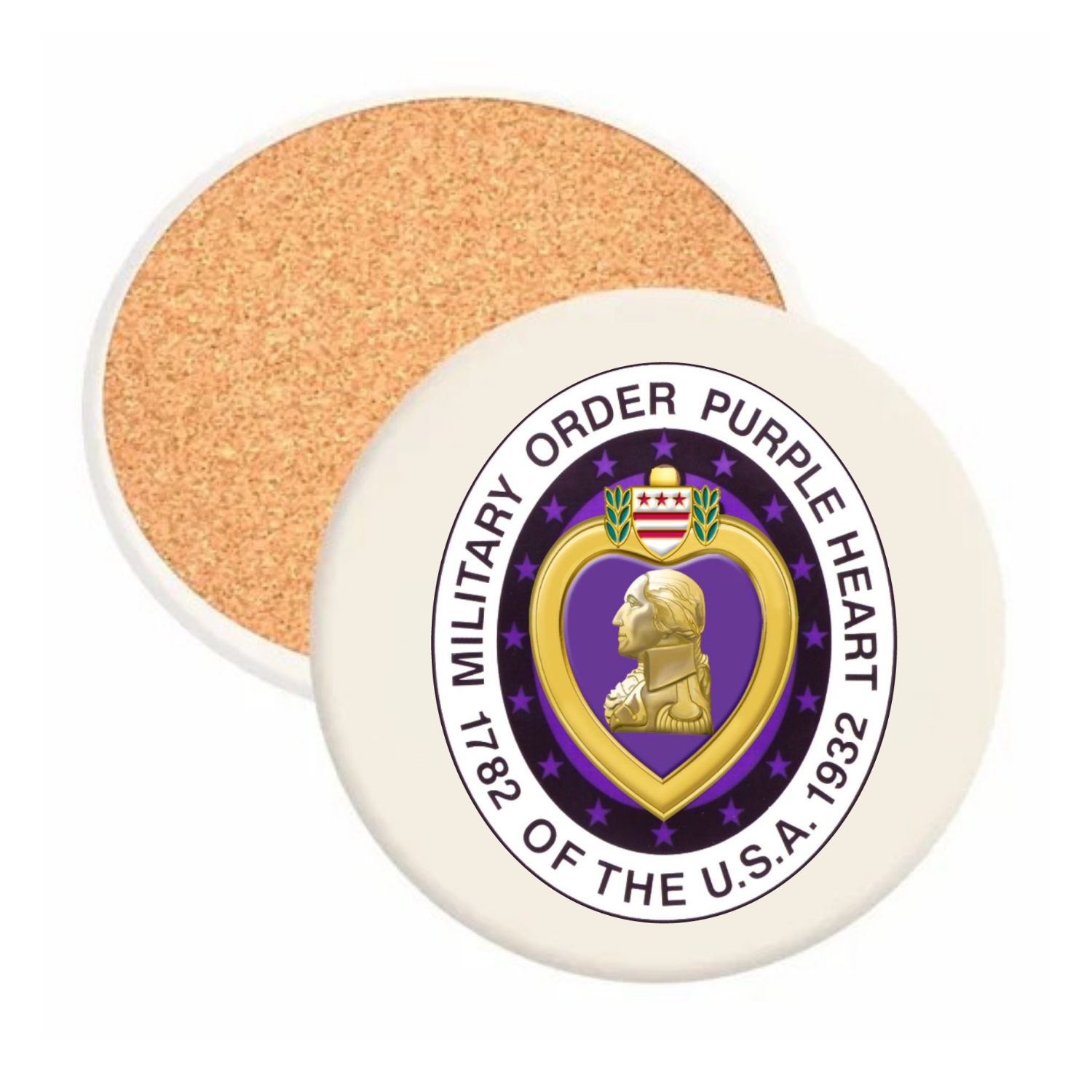Military Order of the Purple Heart - Round Absorbent Stone Coaster