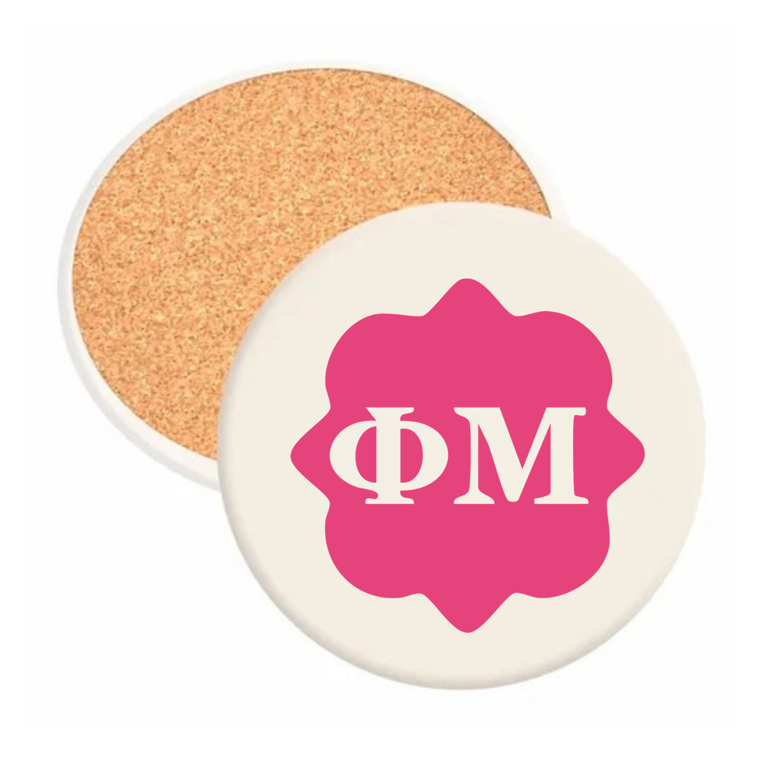 Phi Mu - Round Absorbent Stone Coaster
