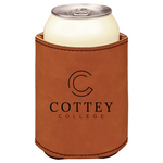 Cottey College brown leatherette beverage holder