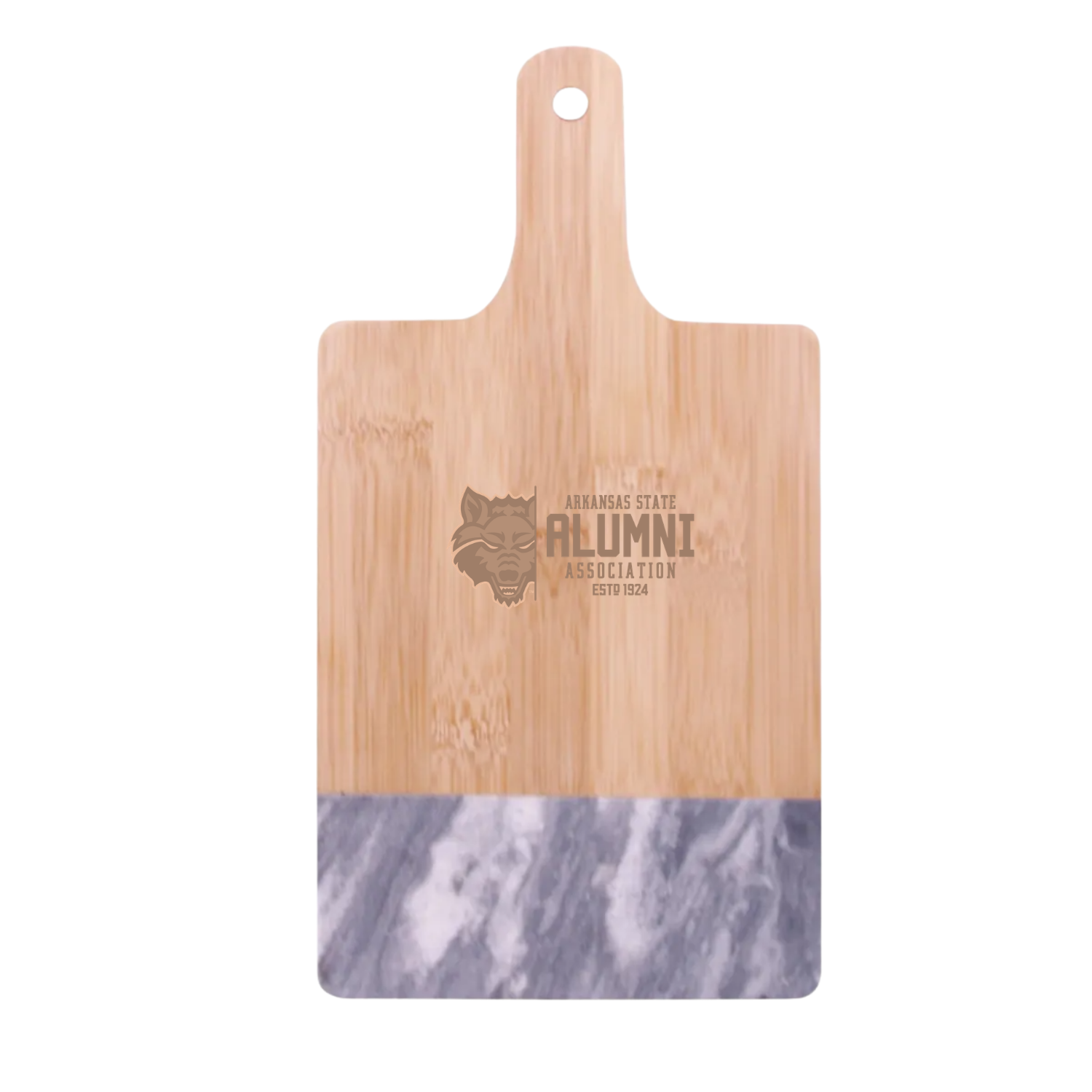 Arkansas State University Alumni Association - Black Marble & Bamboo Cutting Board