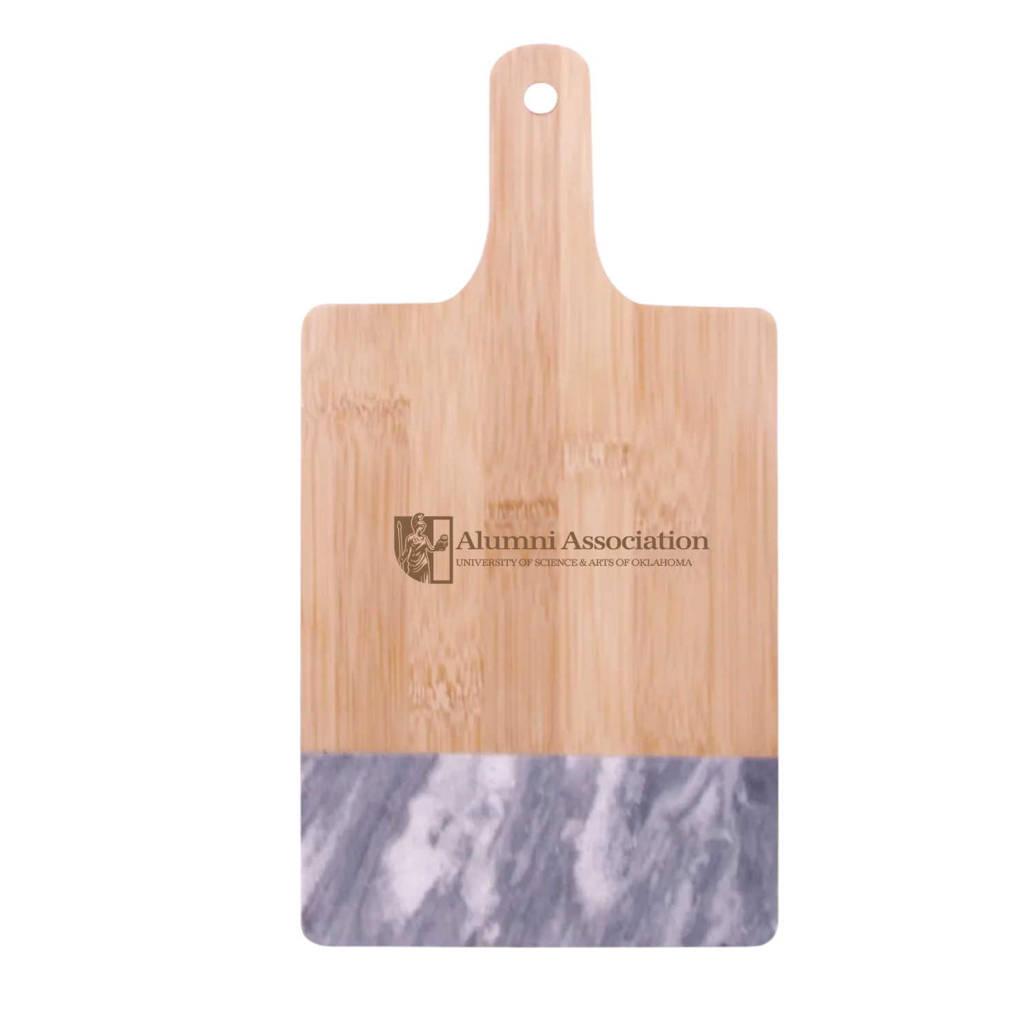 University of Science and Arts of Oklahoma Alumni Association - Black Marble & Bamboo Cutting Board