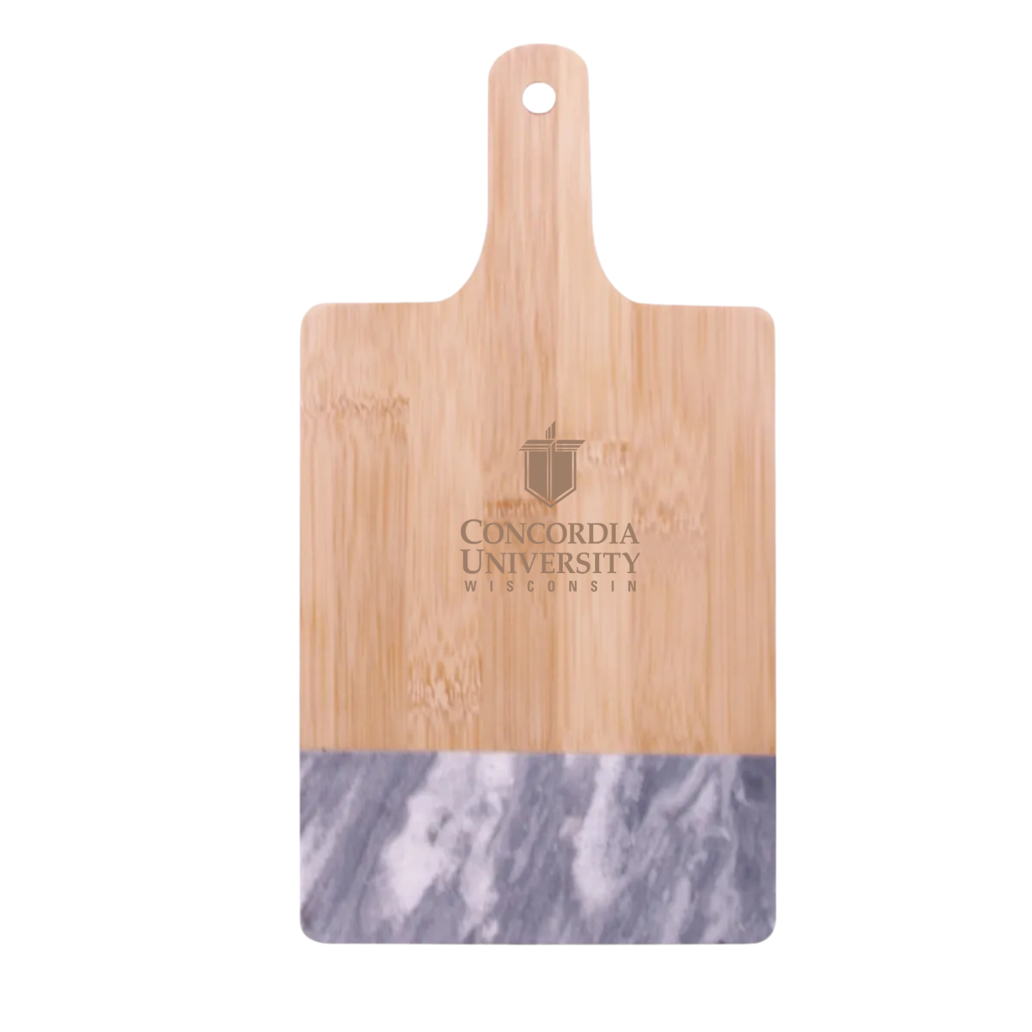 Concordia University Wisconsin - Black Marble & Bamboo Cutting Board