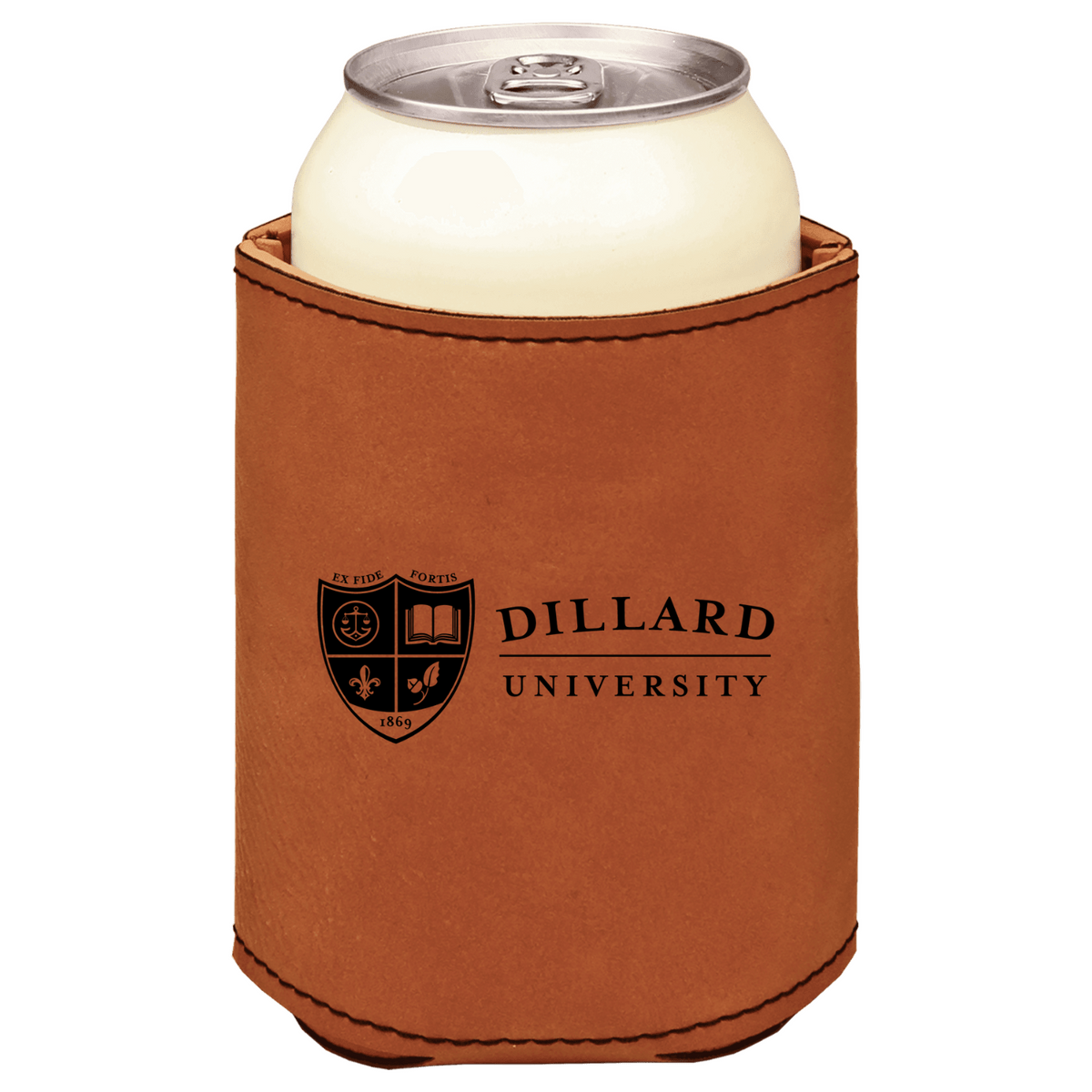 Dillard University brown leatherette beverage holder