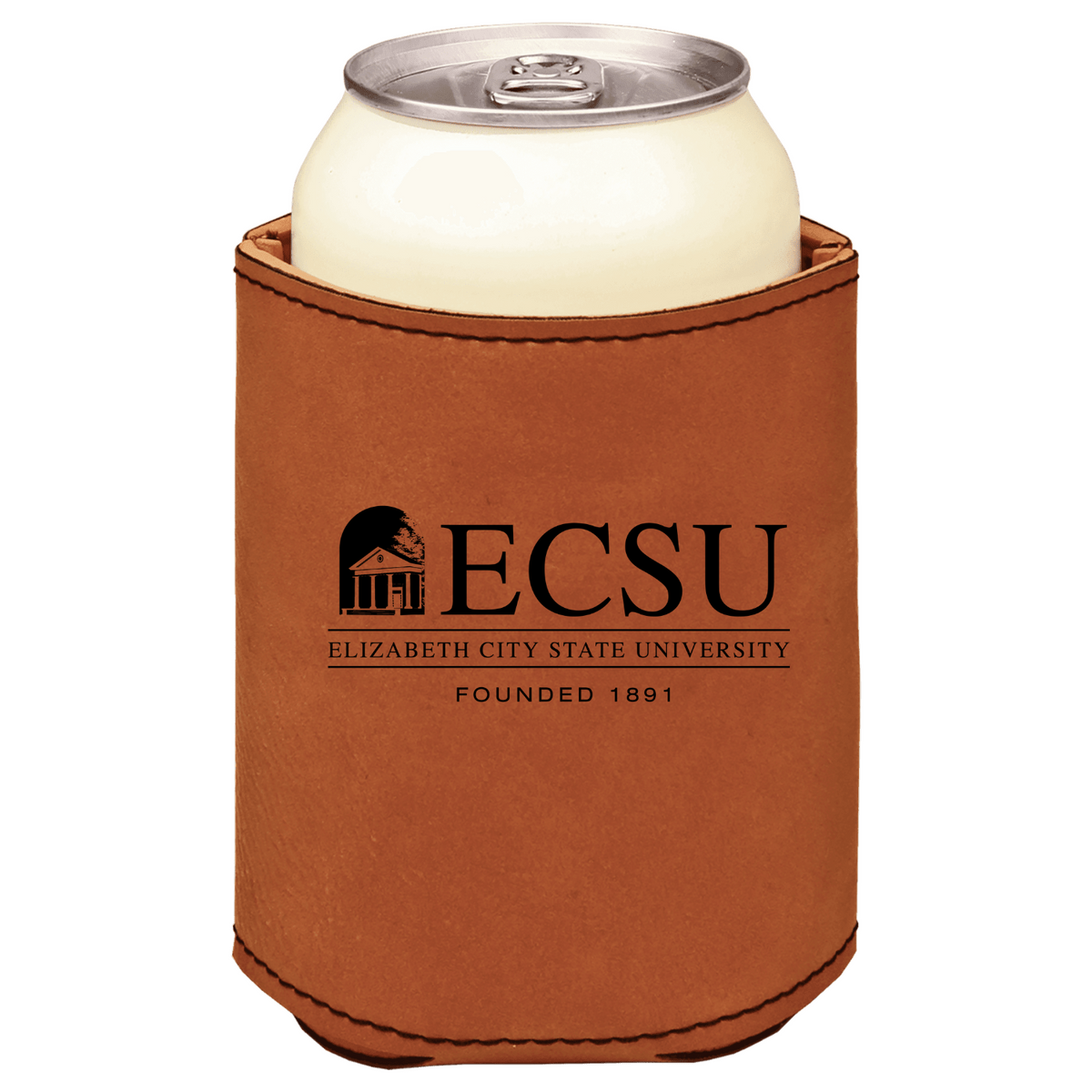Elizabeth City State brown leatherette beverage holder