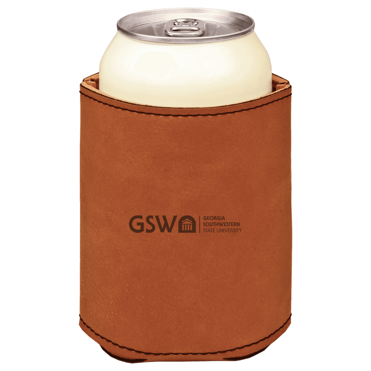 Georgia Southwestern State University - Leatherette Beverage Holder with brown logo