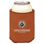 Grand Lodge of Kansas brown leatherette beverage holder