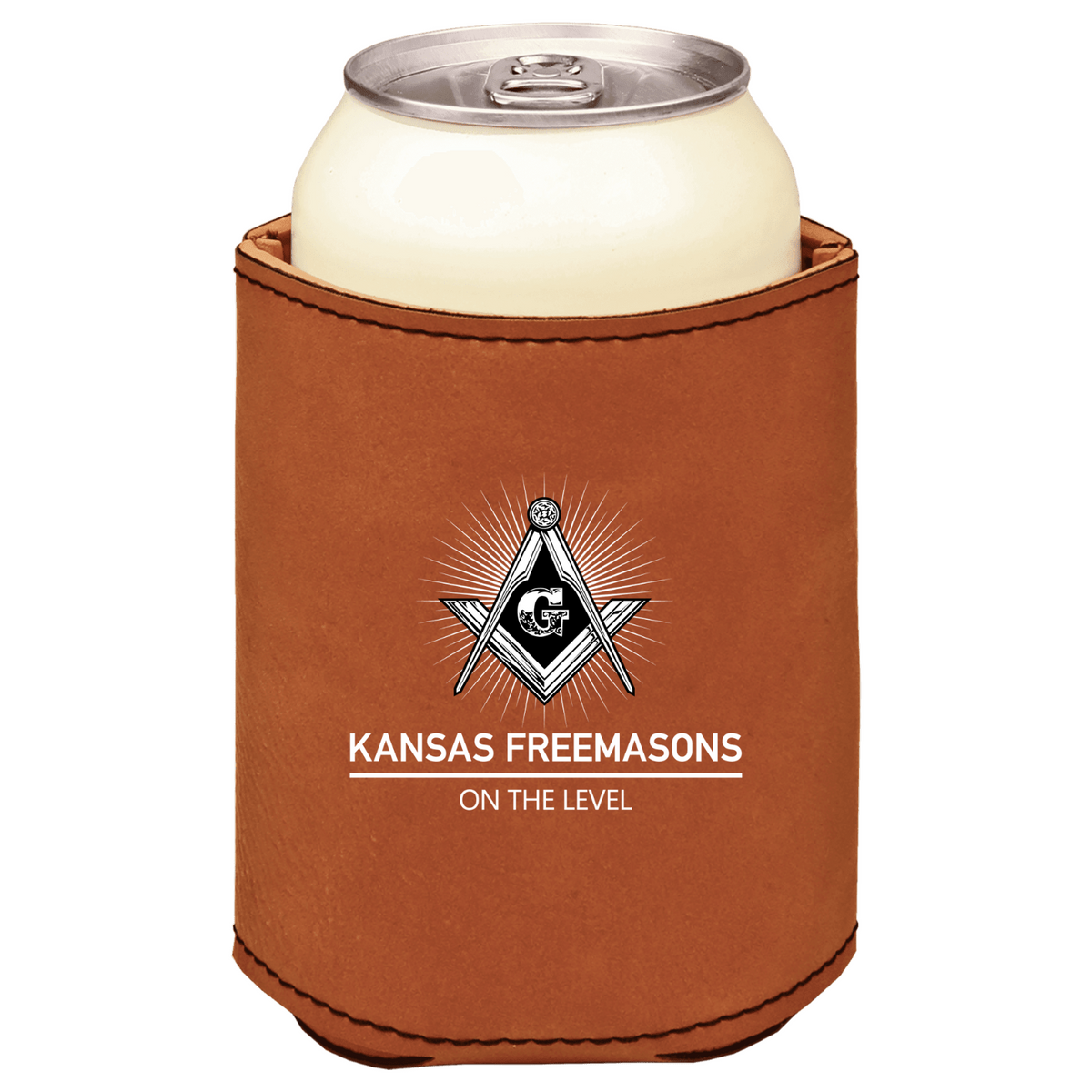 Grand Lodge of Kansas brown leatherette beverage holder
