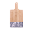 Harris-Stowe State University - Black Marble & Bamboo Cutting Board with small brown logo near handle