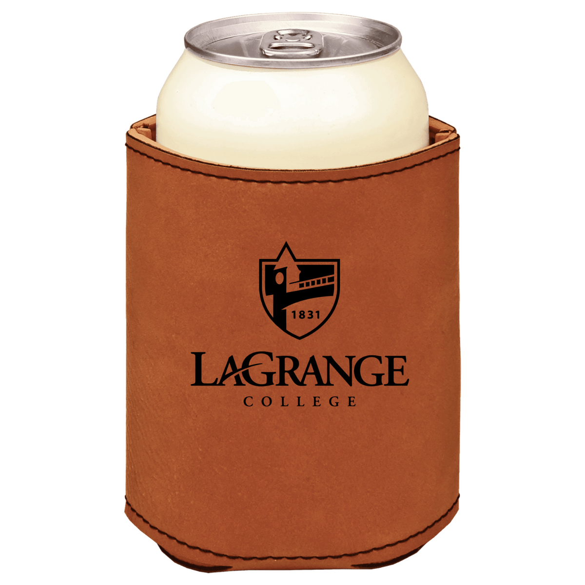 LaGrange College brown leatherette beverage holder