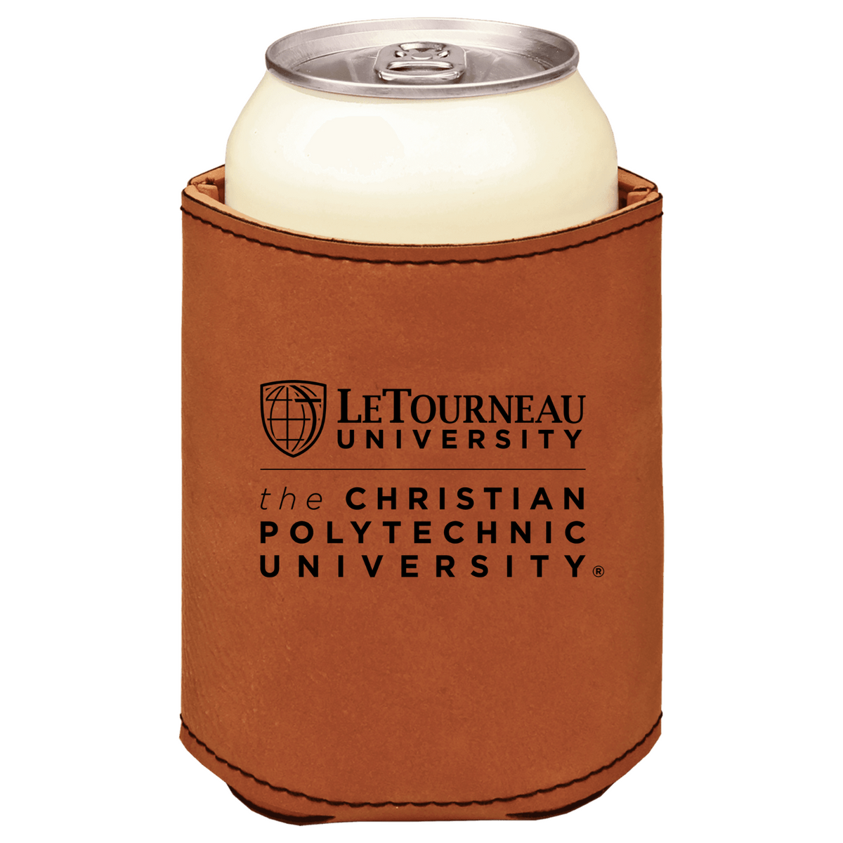 LeTourneau University brown leatherette beverage holder