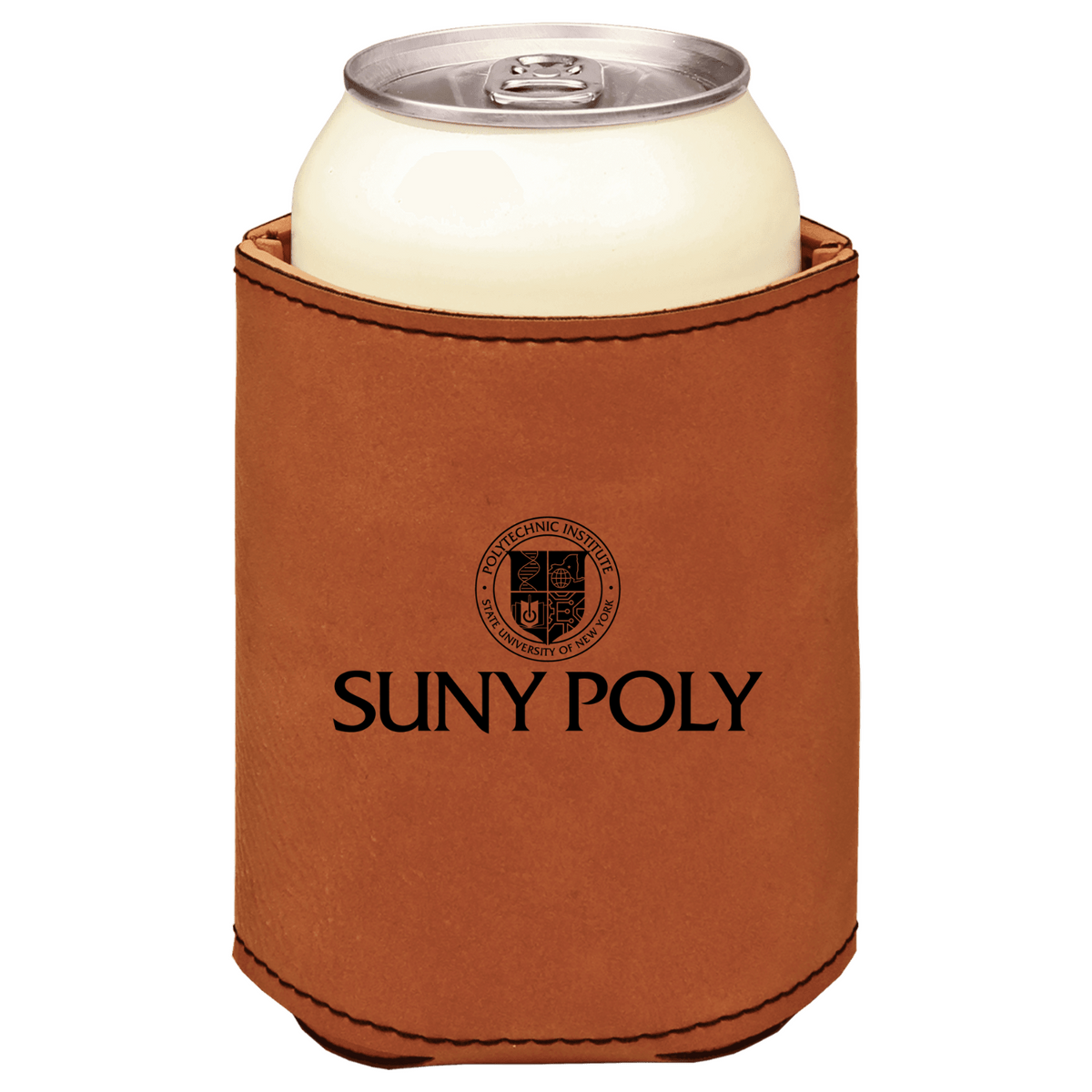 SUNY Polytechnic Institute brown leatherette beverage holder