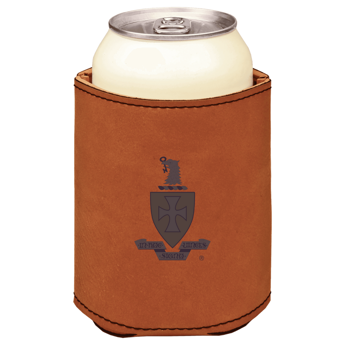 Sigma Chi Fraternity brown leatherette beverage holder