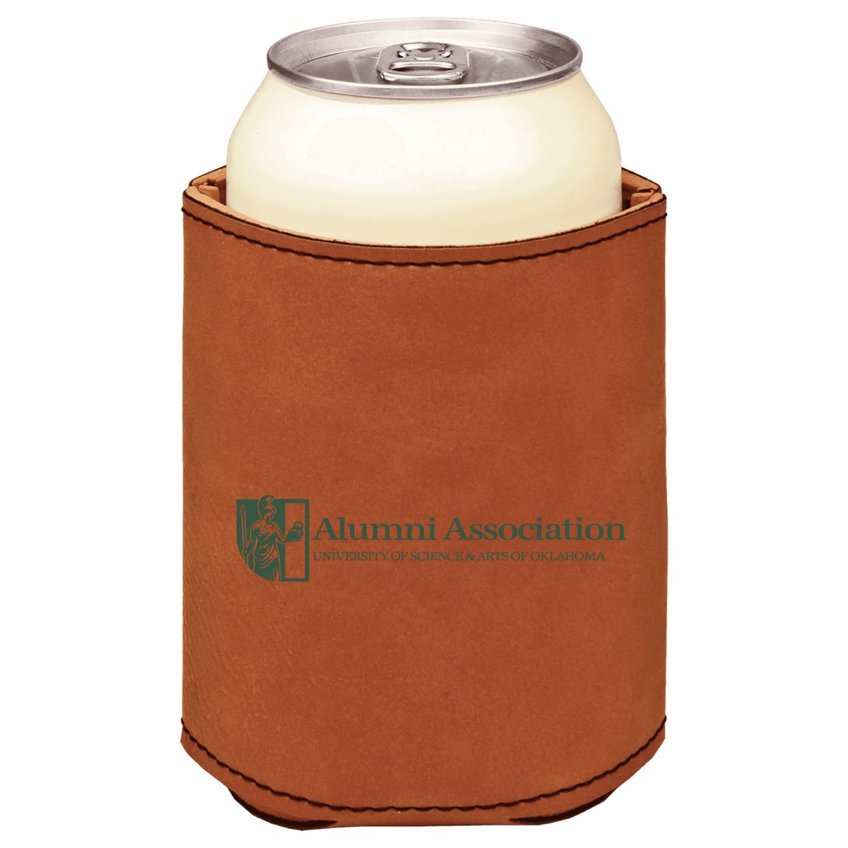 University of Science and Arts of Oklahoma Alumni Association brown leatherette beverage holder