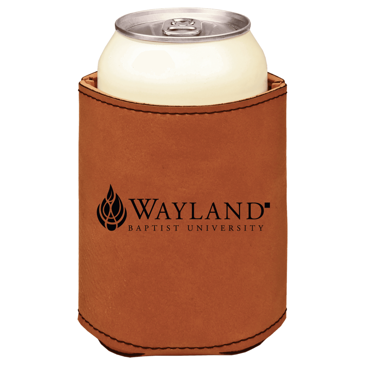 Wayland Baptist University brown leatherette beverage holder