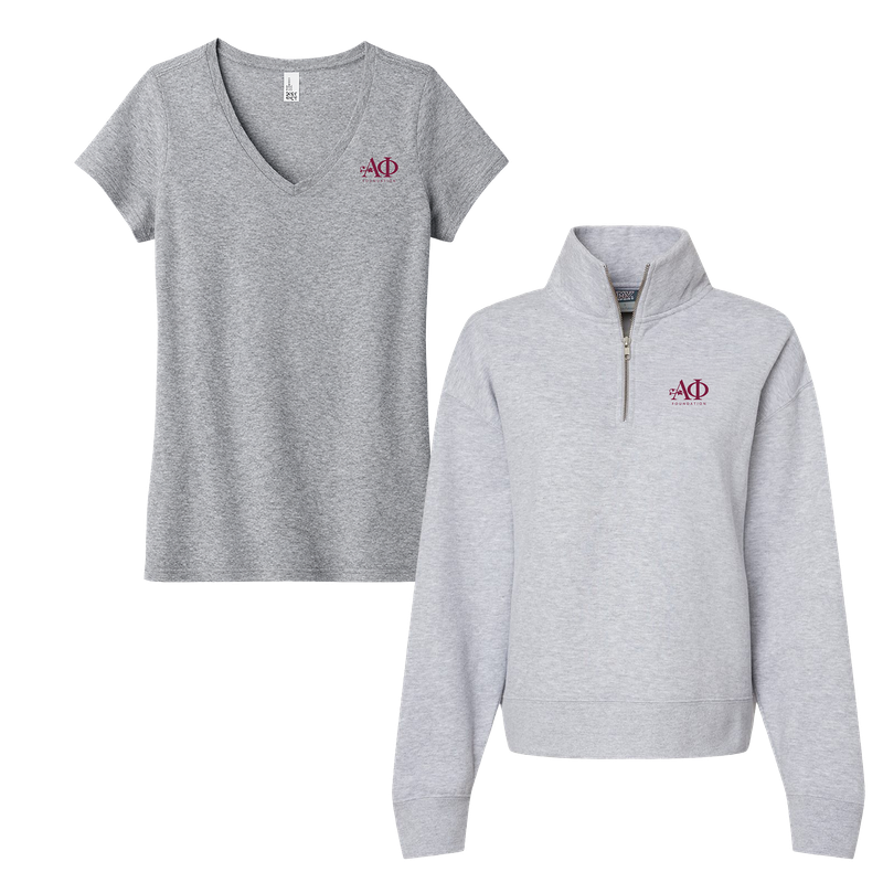 Alpha Phi - Bundle Women's tee and Sueded Fleece Quarter-Zip Sweatshirt