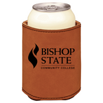 Bishop State Community College brown leatherette beverage holder
