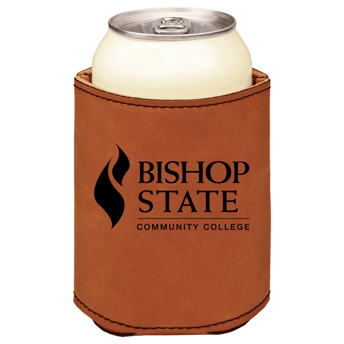 Bishop State Community College brown leatherette beverage holder