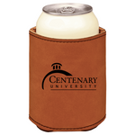 Centenary University brown leatherette beverage holder