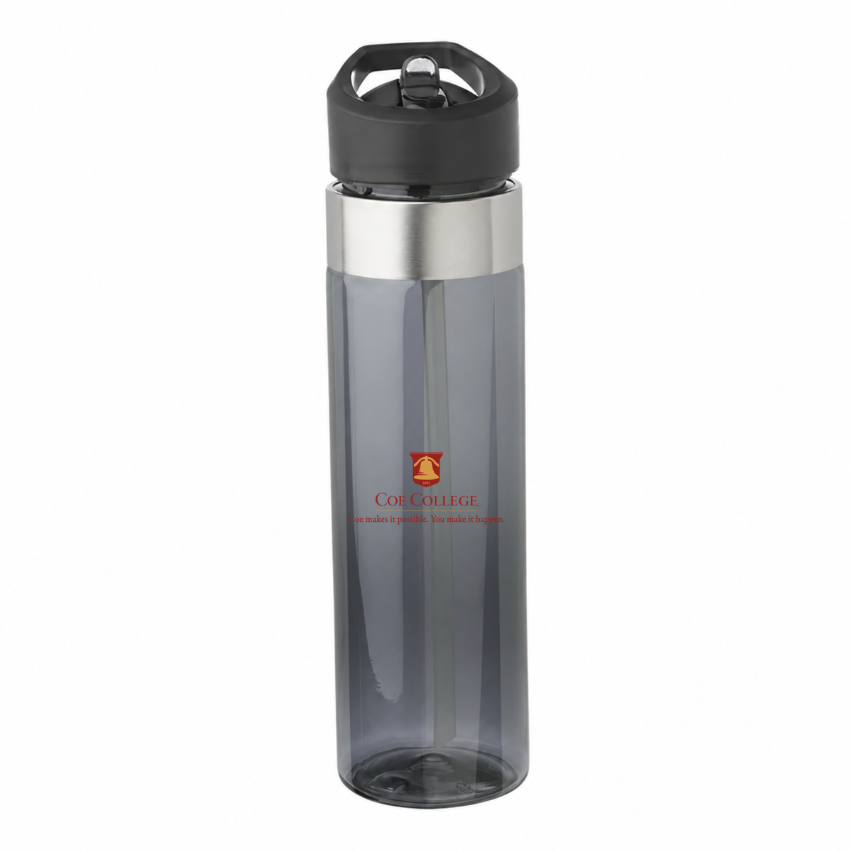 Coe College 24 oz charcoal water bottle