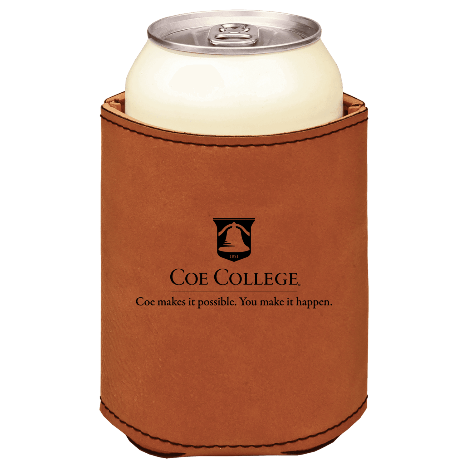 Coe College brown leatherette beverage holder