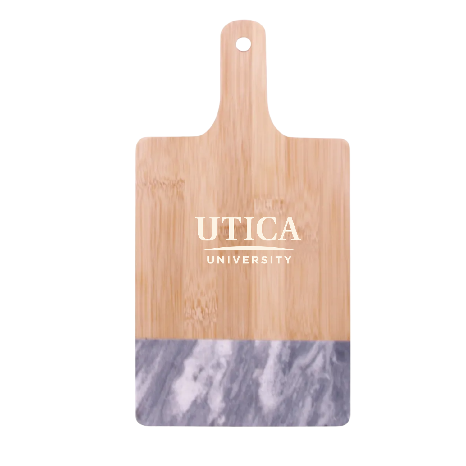 Utica University -Black Marble & Bamboo Cutting Board