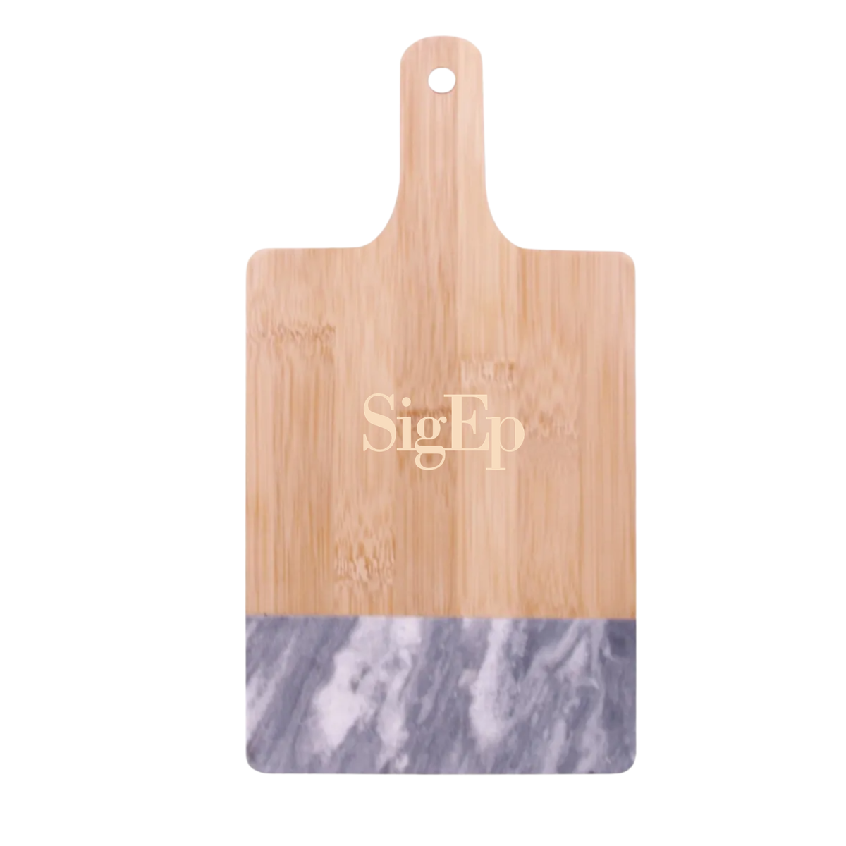 Sigma Phi Epsilon Fraternity - Black Marble & Bamboo Cutting Board