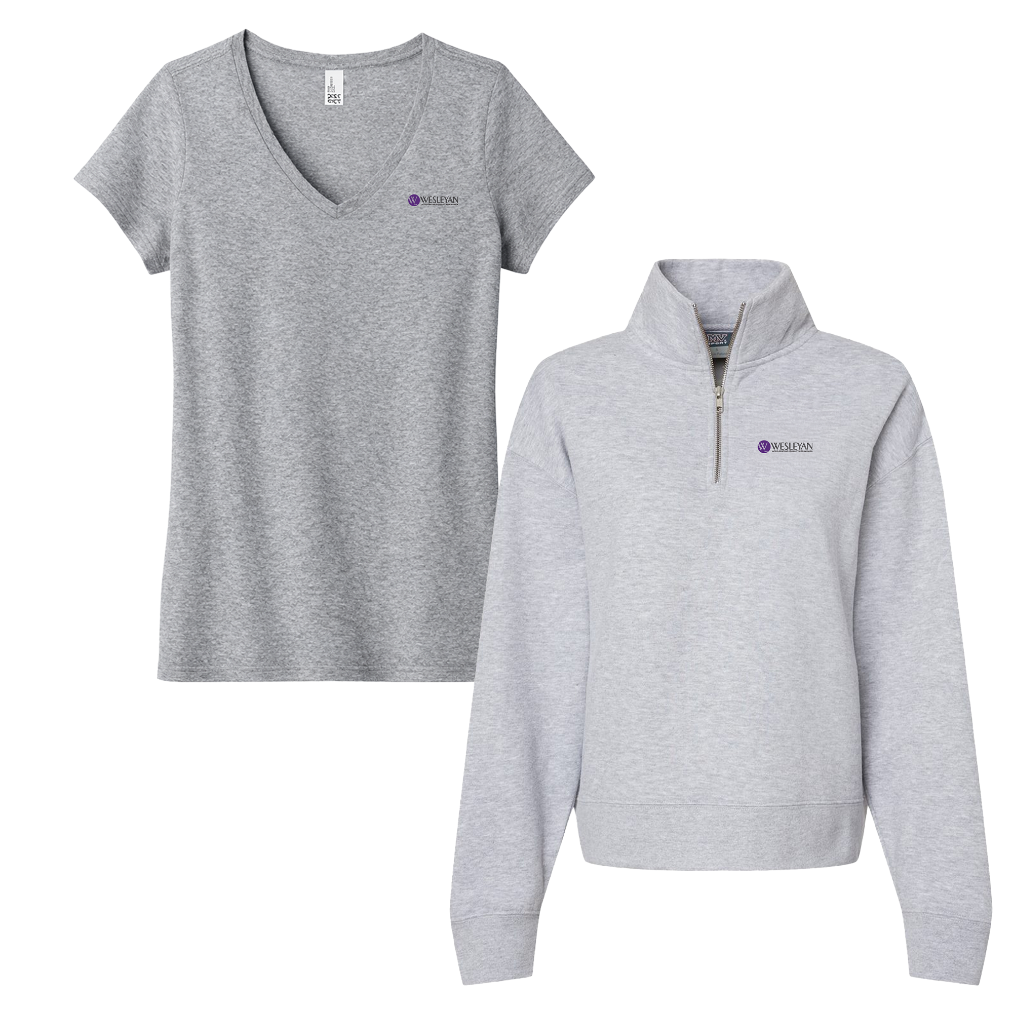 Wesleyan College  - Bundle Women's tee and Sueded Fleece Quarter-Zip Sweatshirt