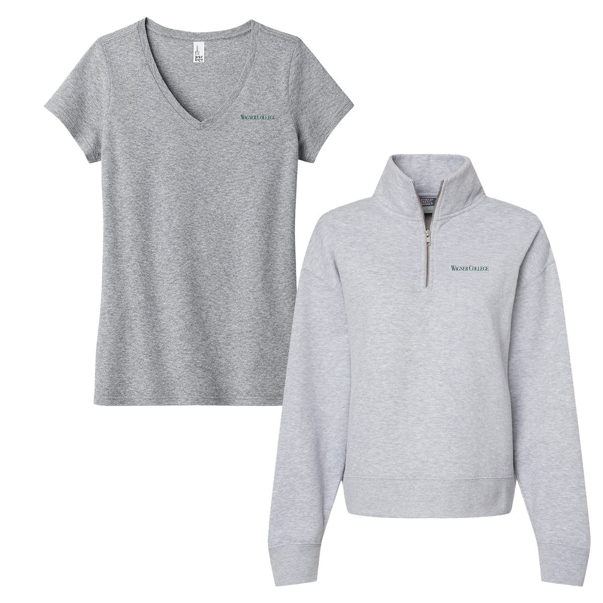 Wagner College  - Bundle Women's tee and Sueded Fleece Quarter-Zip Sweatshirt