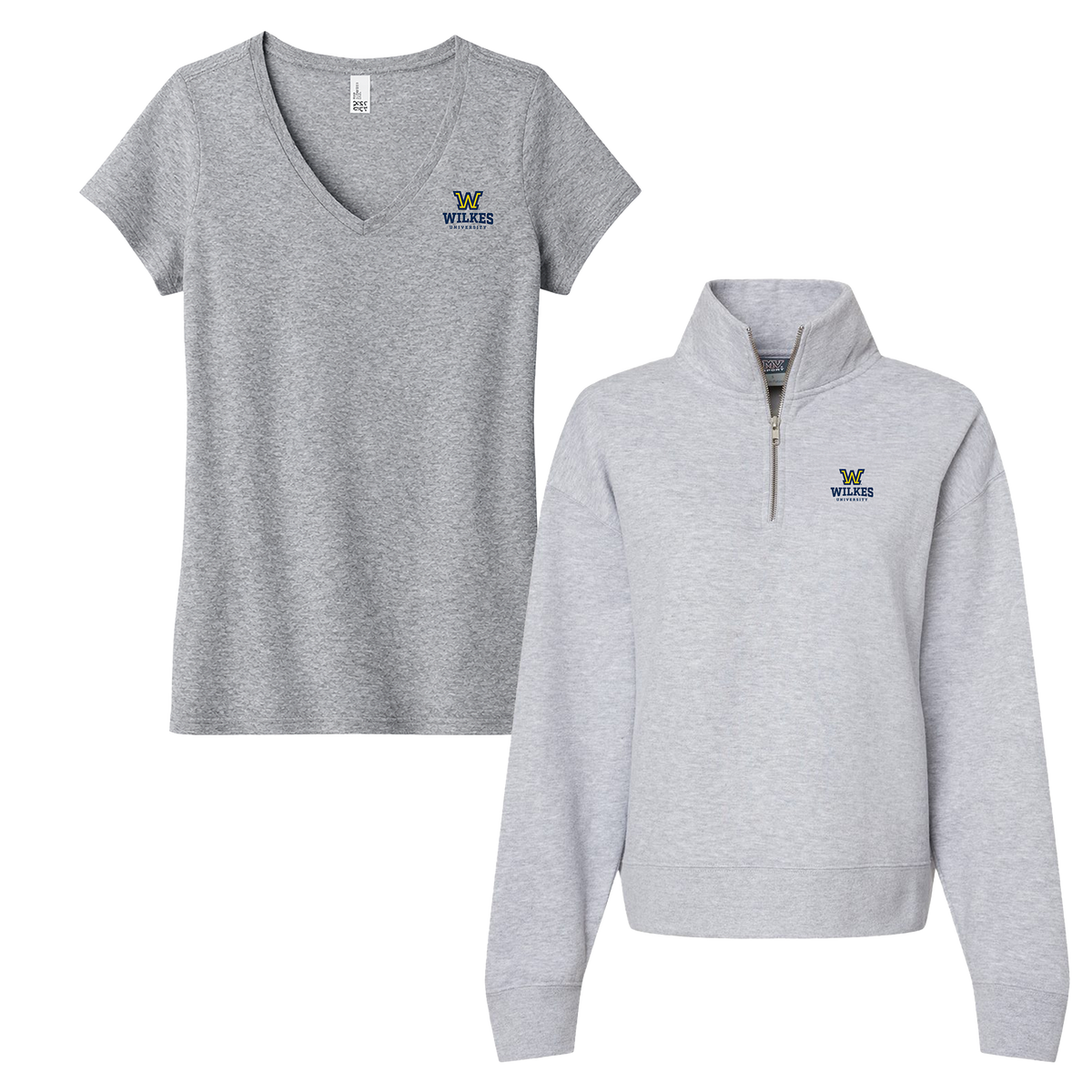 Wilkes University - Bundle Women's tee and Sueded Fleece Quarter-Zip Sweatshirt