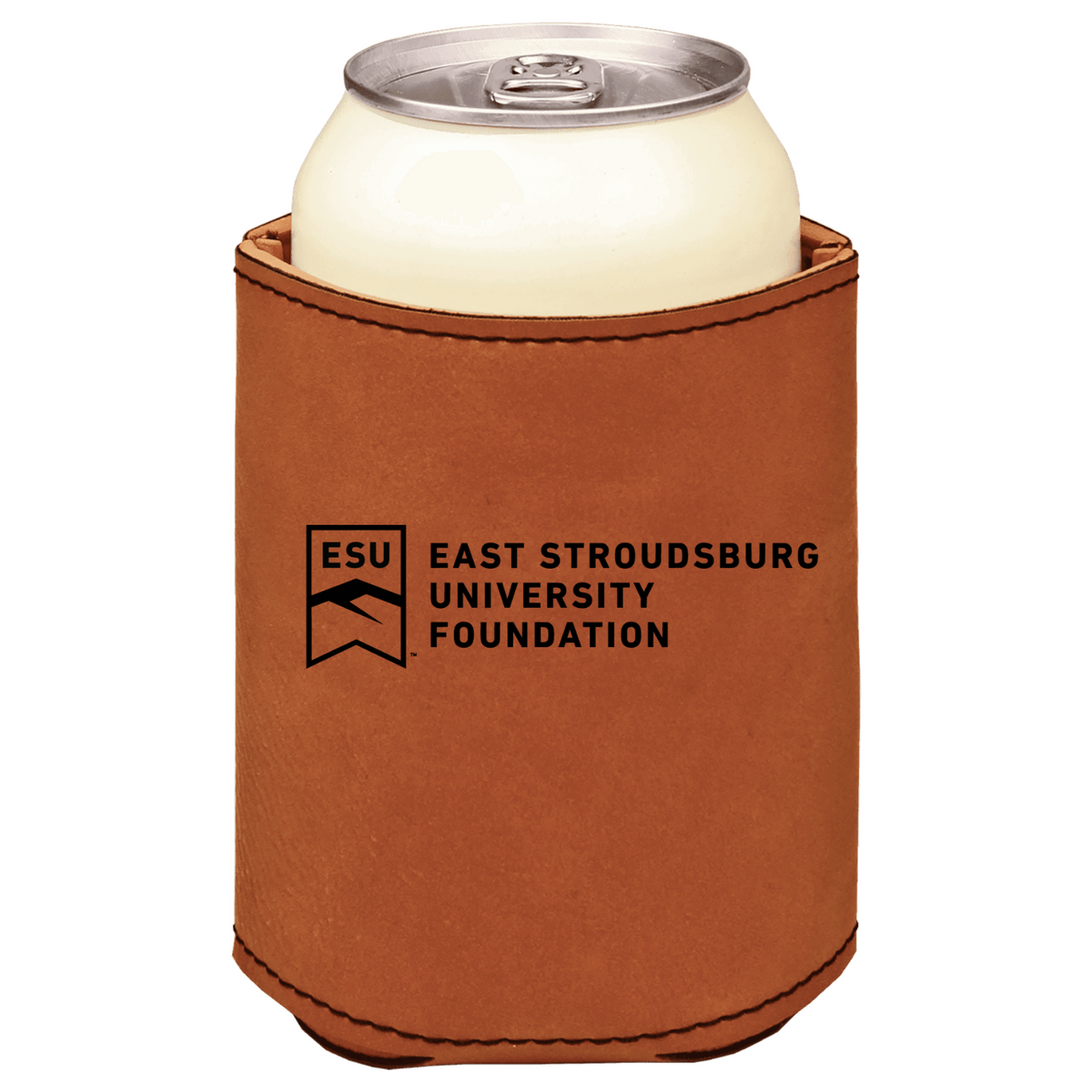 East Stroudsburg University Foundation brown leatherette beverage holder