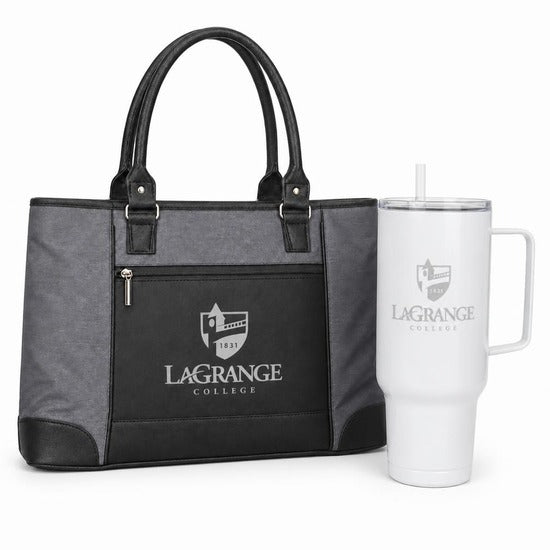 LaGrange College tote and 40 oz tumbler gift set
