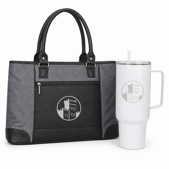 Manhattanville University tote and 40 oz tumbler gift set