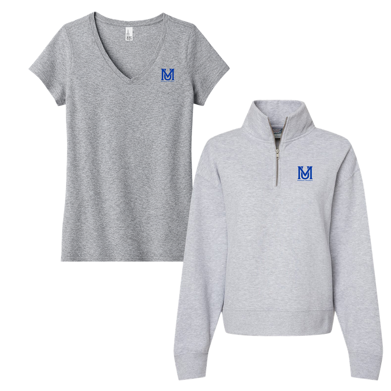 Moravian University - Bundle Women's tee and Sueded Fleece Quarter-Zip Sweatshirt