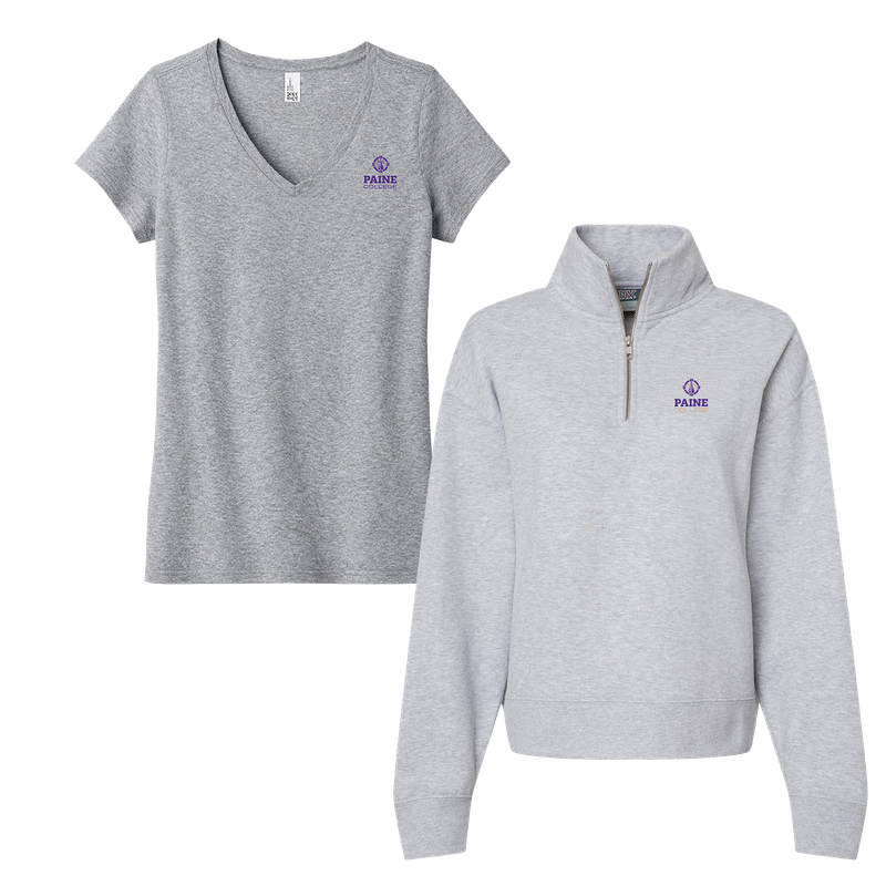 Paine College - Bundle Women's tee and Sueded Fleece Quarter-Zip Sweatshirt