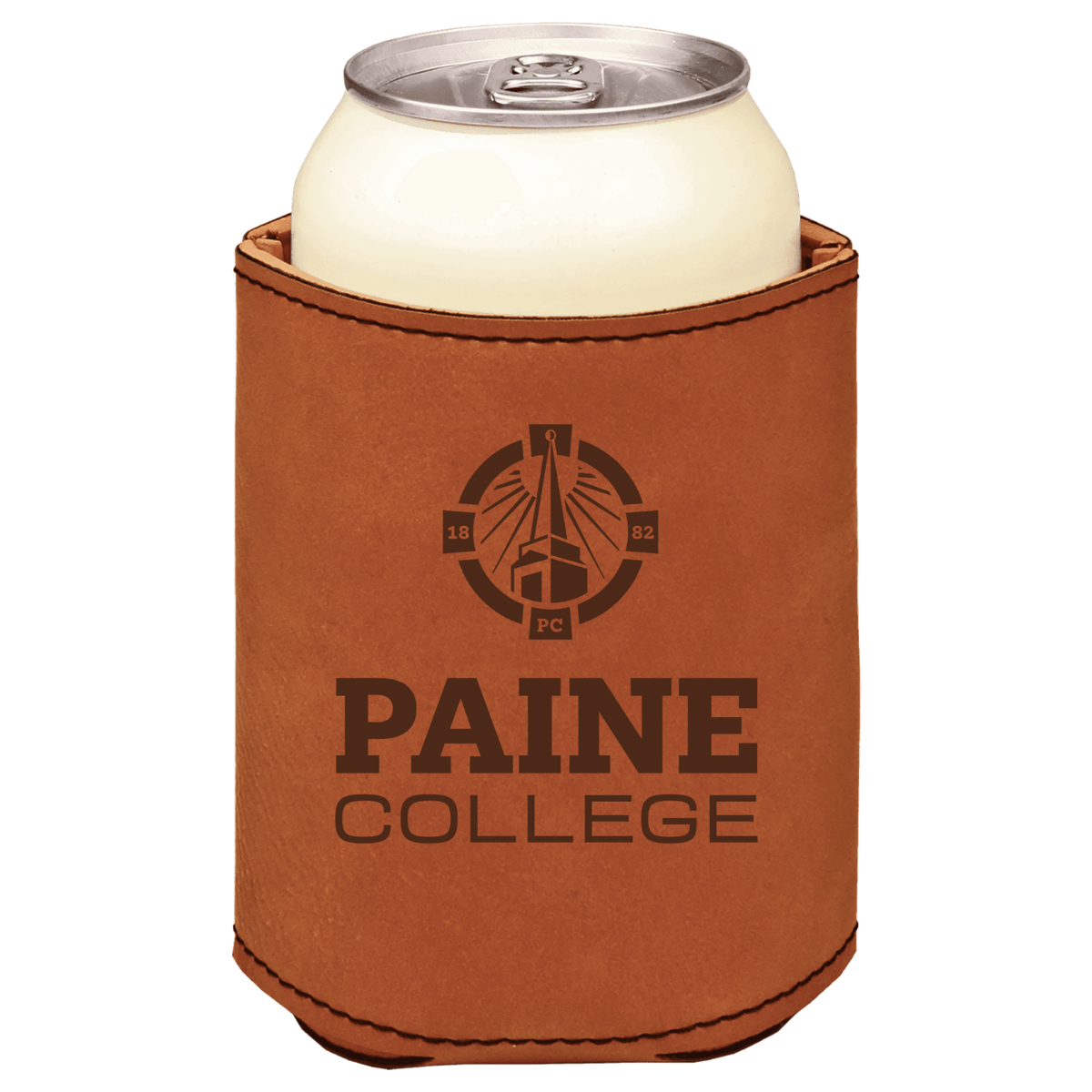 Paine College leatherette KOOZIE with brown logo