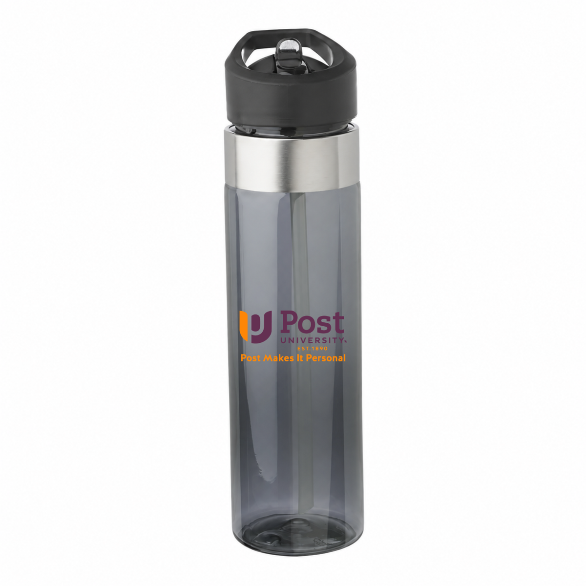 Post University 24 oz charcoal water bottle