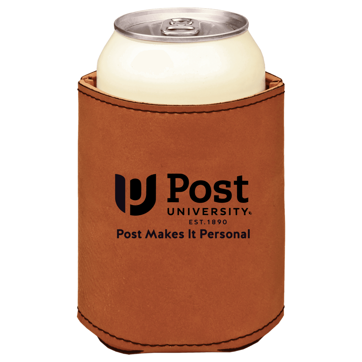 Post University brown leatherette beverage holder
