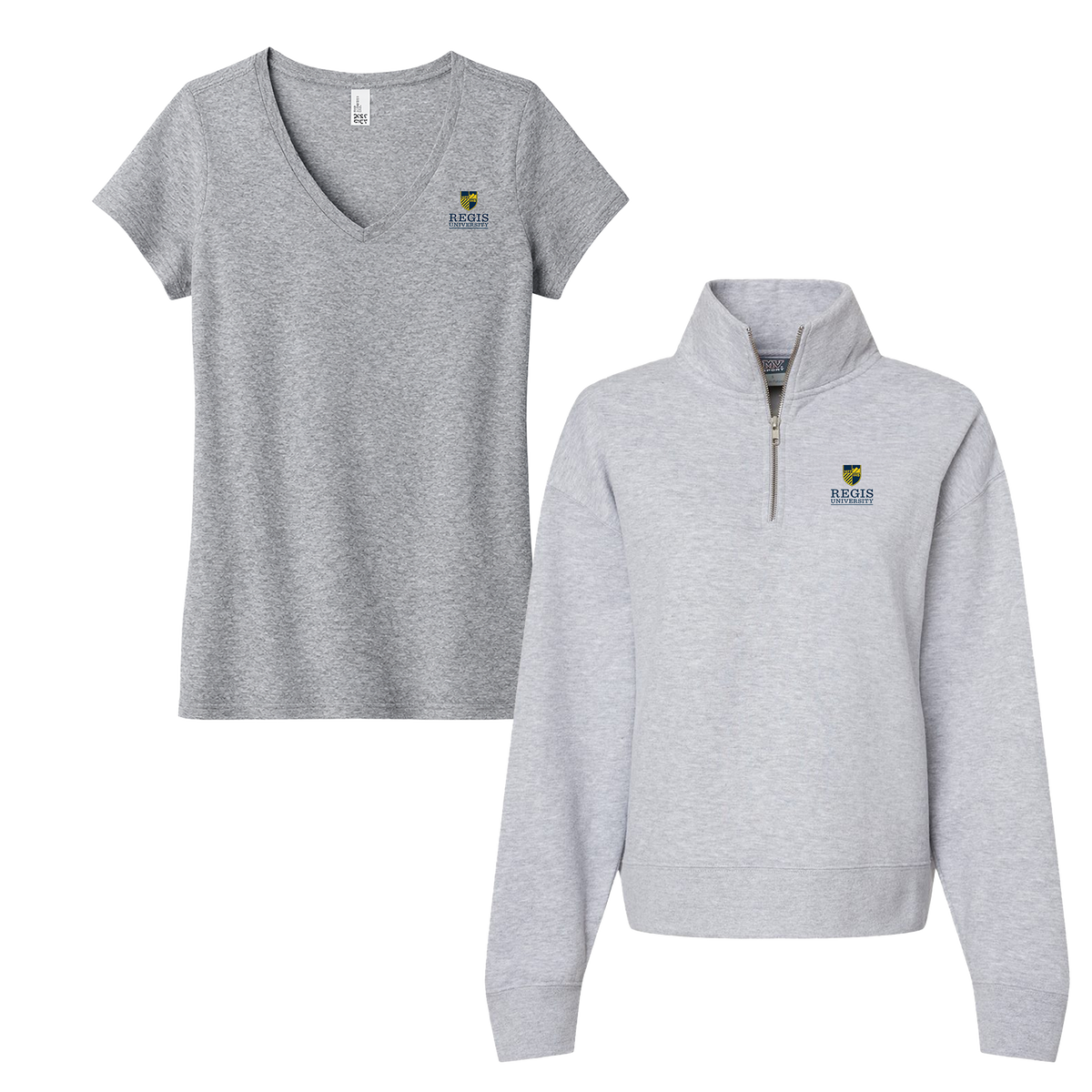 Regis University - Bundle Women's tee and Sueded Fleece Quarter-Zip Sweatshirt