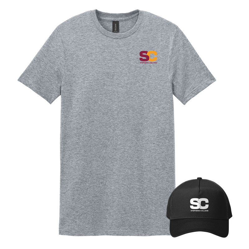 Stephens College - Bundle Unisex T-Shirt and New Era Snapback Trucker Cap