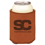 Stephens College leatherette KOOZIE with brown logo