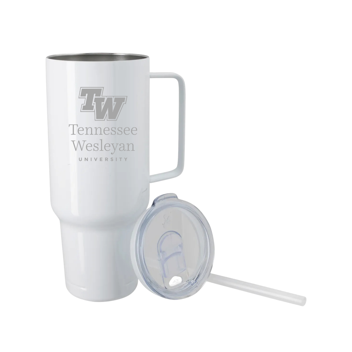 Tennessee Wesleyan University 40 oz tumbler with silver logo
