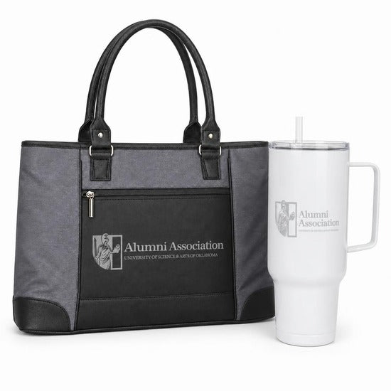 University of Science and Arts of Oklahoma Alumni Association tote and 40 oz tumbler gift set
