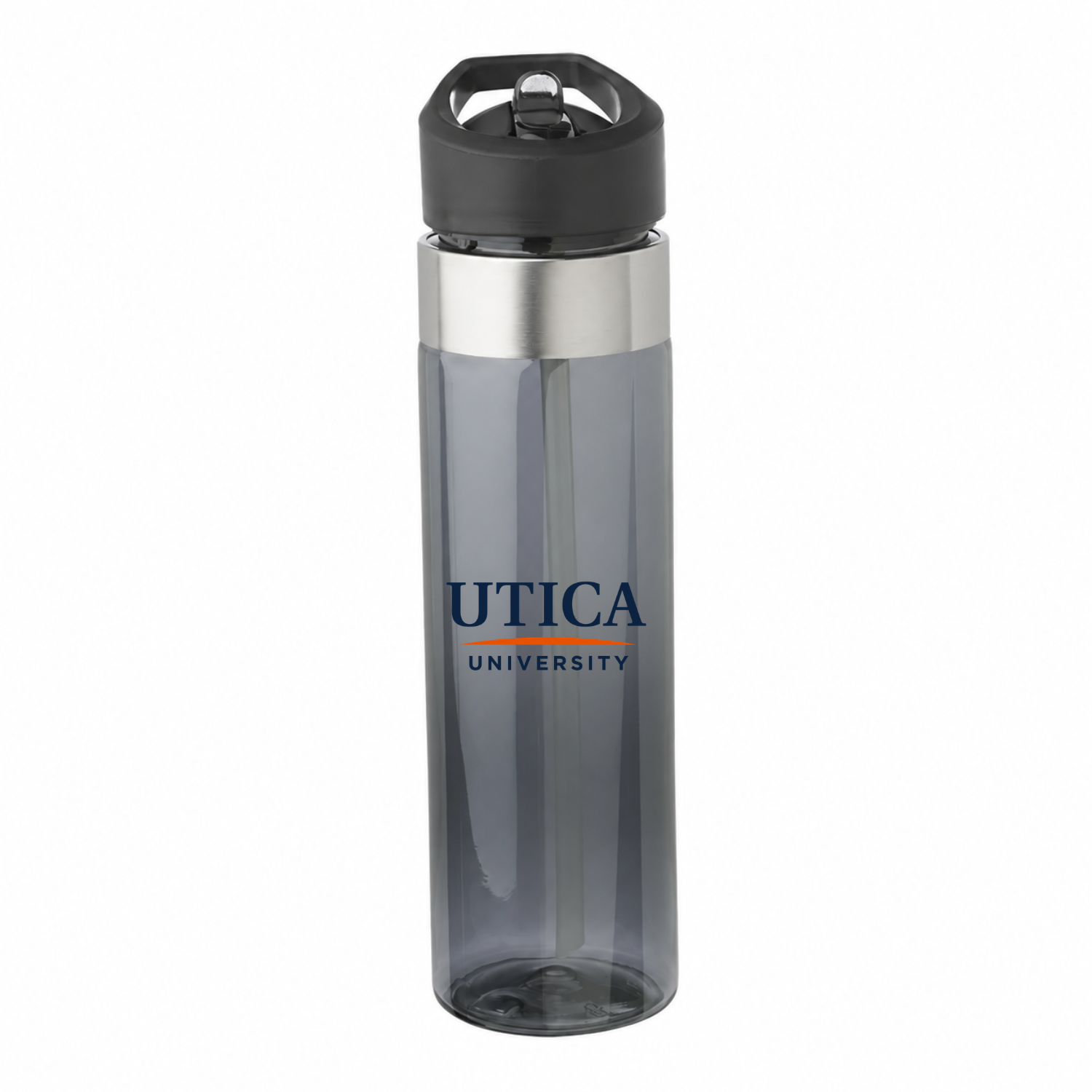 Utica University 24 oz charcoal water bottle