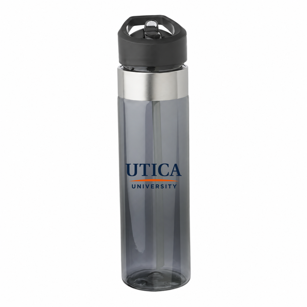 Utica University 24 oz charcoal water bottle