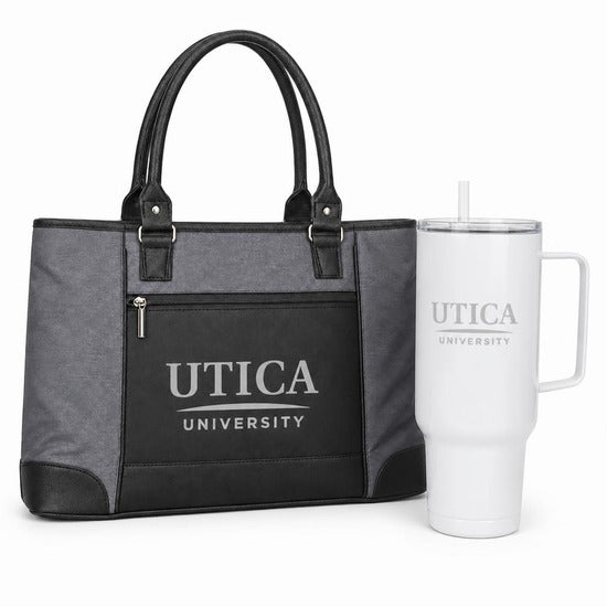 Utica University tote and 40 oz tumbler gift set
